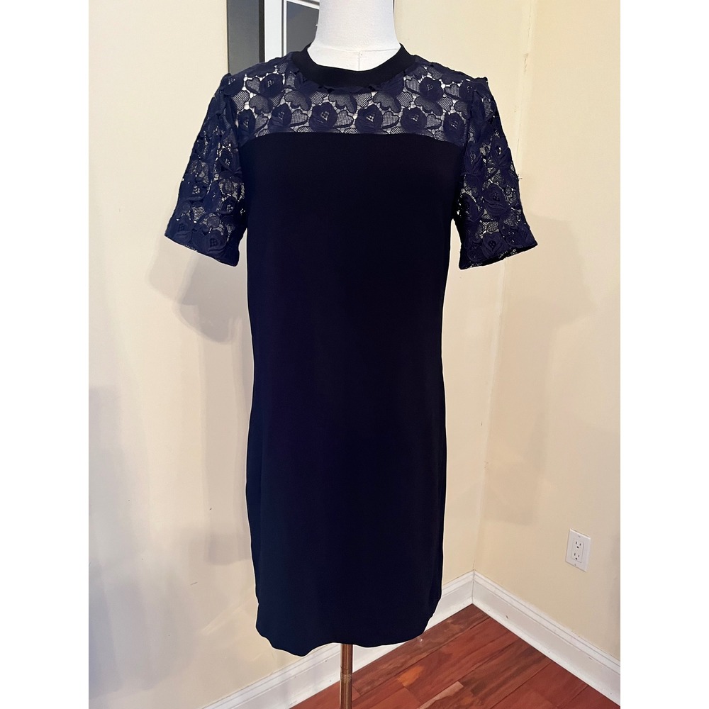 A.L.C. Navy Blue Simms Lace Sleeve Sheath Mini Dress Size 4 - Picture 2 of 7